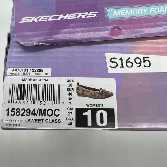 Skechers Flats Size 10 Cleo Ship Knit Vegan Skimmers Sweet Class Mocha - Picture 9 of 11